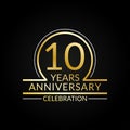 10 years anniversary logo. 10th Birthday celebration icon. Party invitation, Jubilee celebrating emblem or banner. Vector illustra Royalty Free Stock Photo